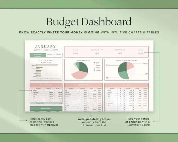 Simple Budget Planner Template for Google Sheets & Microsoft Excel – Monthly & Weekly Tracking - Image 9