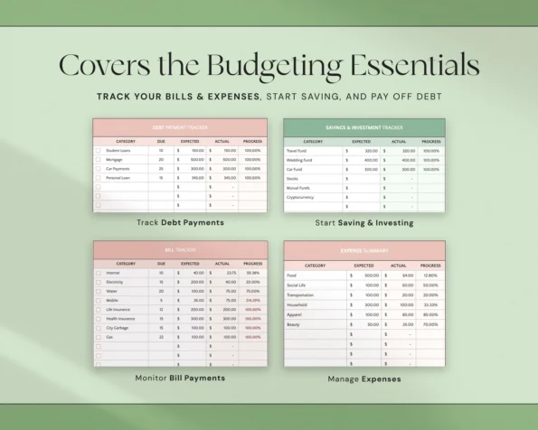 Simple Budget Planner Template for Google Sheets & Microsoft Excel – Monthly & Weekly Tracking - Image 8