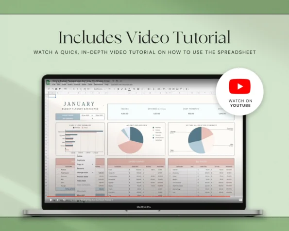 Simple Budget Planner Template for Google Sheets & Microsoft Excel – Monthly & Weekly Tracking - Image 2