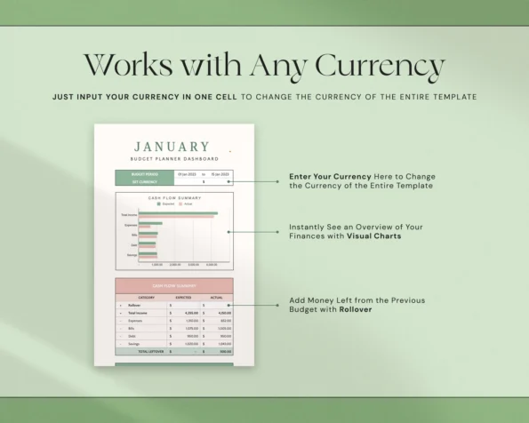 Simple Budget Planner Template for Google Sheets & Microsoft Excel – Monthly & Weekly Tracking - Image 6